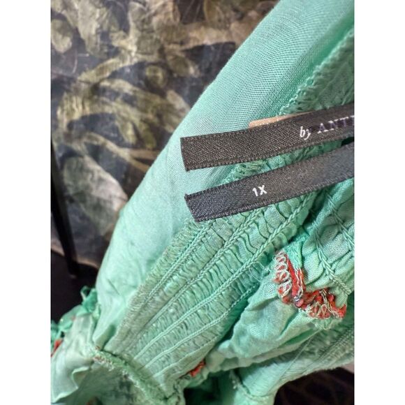 New Anthropologie The Odetta Ruffled V-Neck Dress Sz 1X - Picture 9 of 9